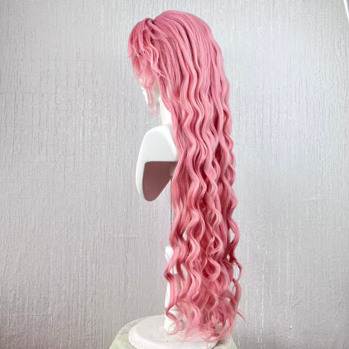 Zhao Ran Cosplay Wig, Dusty Pink Gradient Extra Long Water Wave Curly Wig, Hand Layered Shaggy Bangs Ancient Style Male Wig for Game Cos, Hanfu & Portrait Shooting