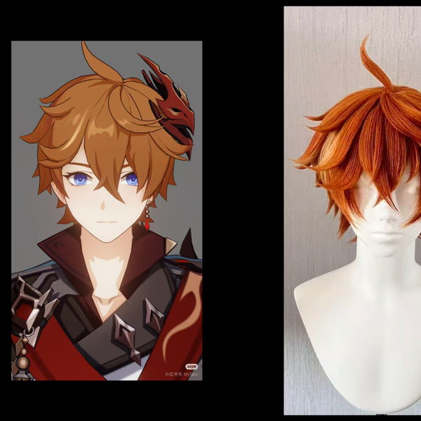 Genshin Impact - Tartaglia | Premium Synthetic Pre-Styled Anime Cosplay Wig, Hand Fluffy Styled, Perfect for Halloween Dress-Up, Comic Con, Roleplay & Portrait Photography