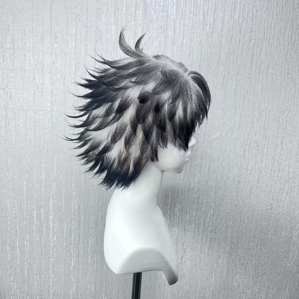 Gachiakuta Rudo Custom Wig, Black Silver Spiky Anime Cosplay Wig, Handmade Wig