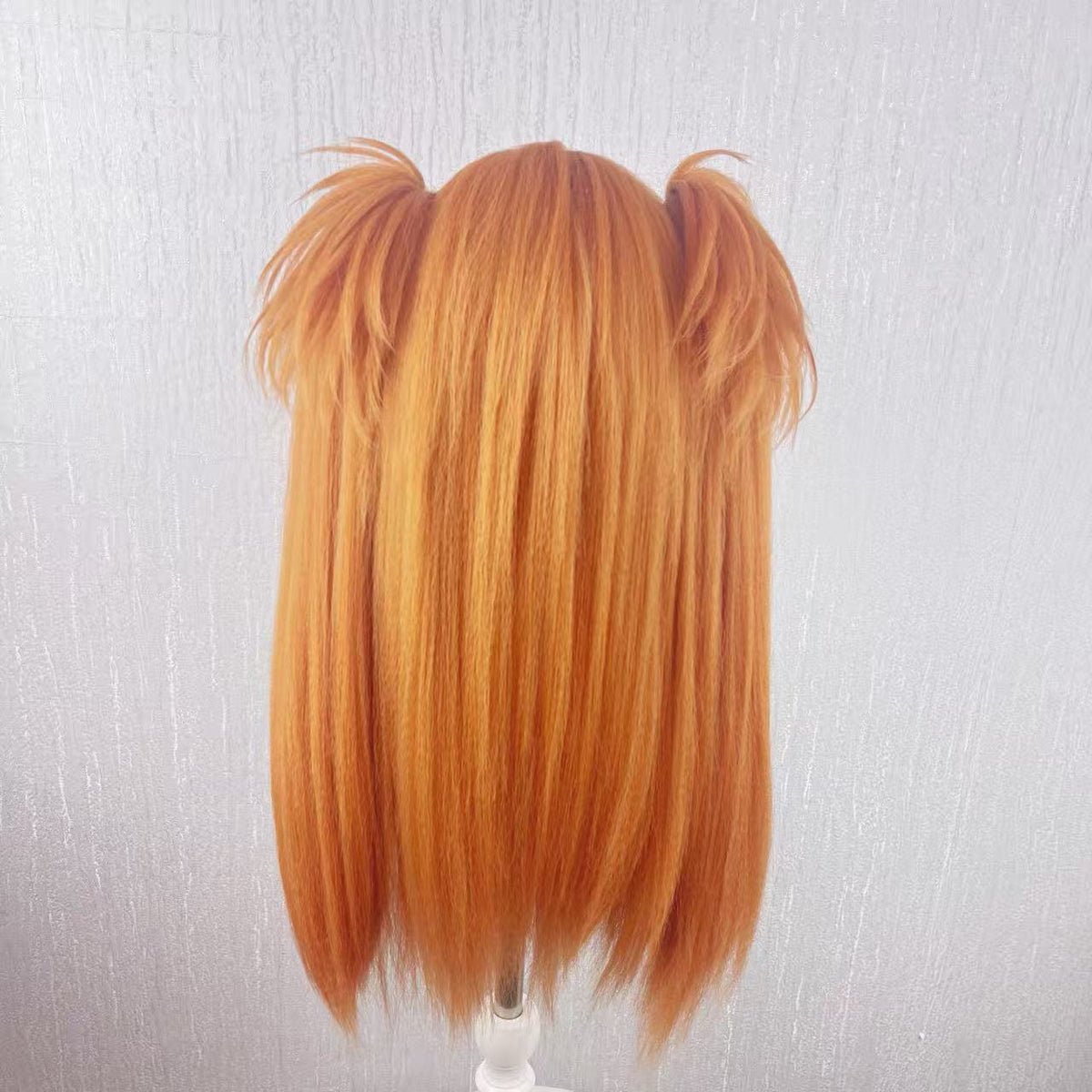 Neon Genesis Evangelion Asuka Custom Wig, Orange Twin-Tail Anime Cosplay Wig, Handmade Wig