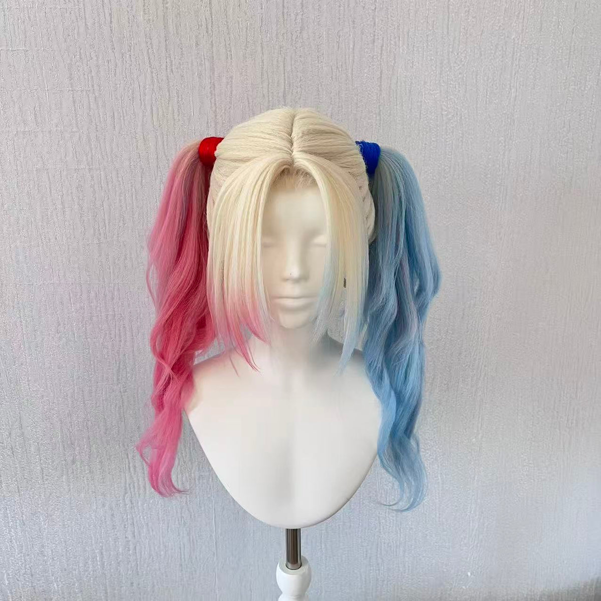 Harley Quinn Wig from Suicide Squad | Handmade Pink Blue Ponytail Cosplay Wig for Halloween