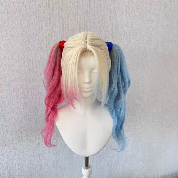 Harley Quinn Wig from Suicide Squad | Handmade Pink Blue Ponytail Cosplay Wig for Halloween