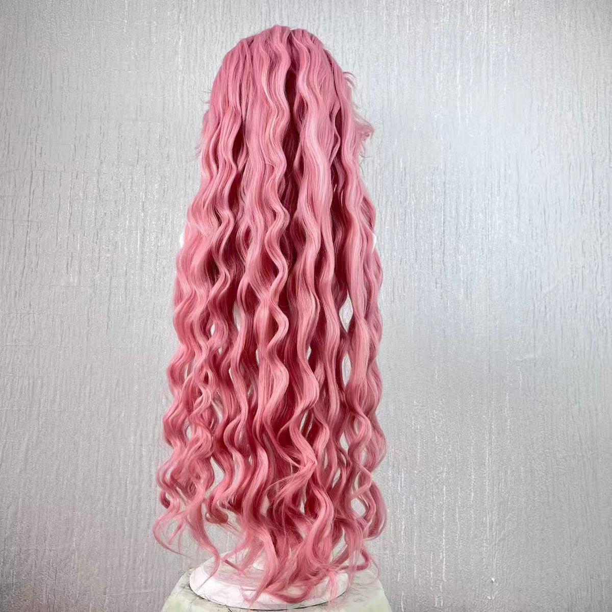 Zhao Ran Cosplay Wig, Dusty Pink Gradient Extra Long Water Wave Curly Wig, Hand Layered Shaggy Bangs Ancient Style Male Wig for Game Cos, Hanfu & Portrait Shooting