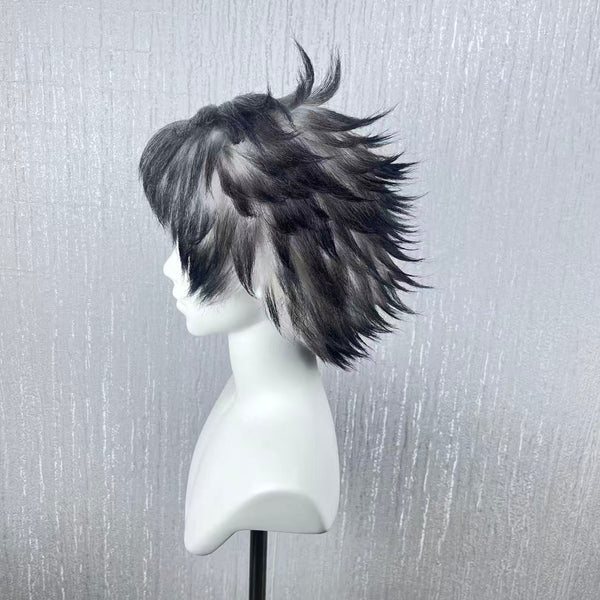 Gachiakuta Rudo Custom Wig, Black Silver Spiky Anime Cosplay Wig, Handmade Wig