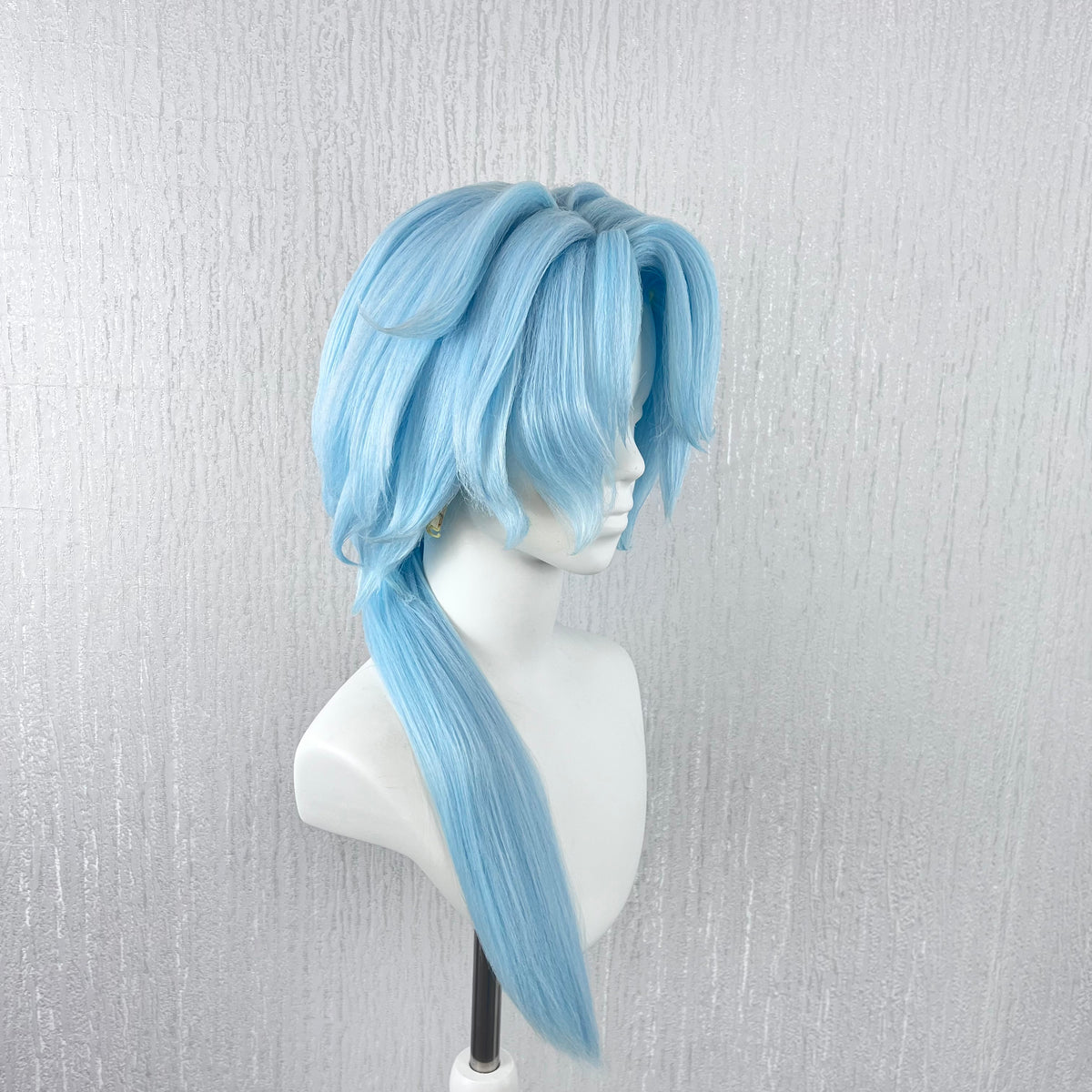 Handmade Light Blue Side Ponytail Cosplay Wig – Layered Short Anime Wig