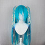 Hatsune Miku Wig Cosplay | Extra Long 100cm Twin Tails with Clip-On Ponytails | Realistic Scalp Effect Wig | Holographic Laser Fiber Hair for Anime Fans