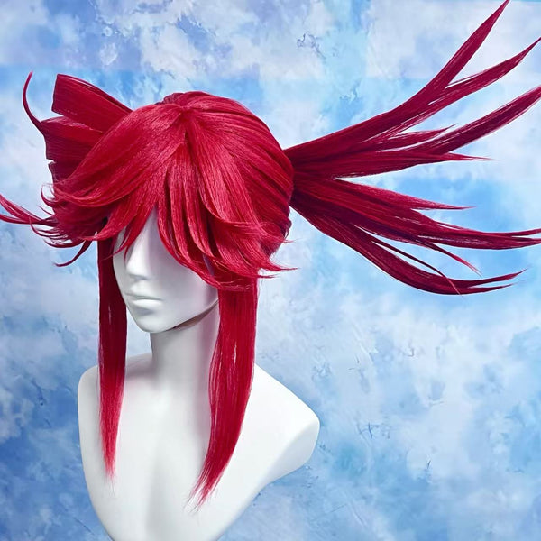Gachiakuta Riyo Custom Wig, Crimson Red Spiky Anime Wig, Handmade Cosplay Wig