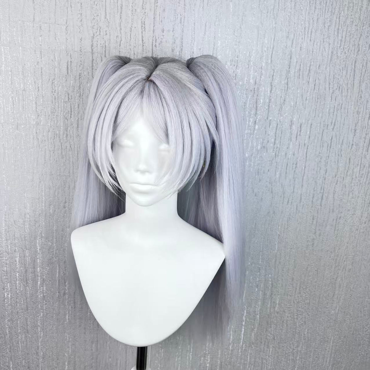 Frieren Cosplay Wig – Silver Gray Long Twin Tail Handmade Styled Wig