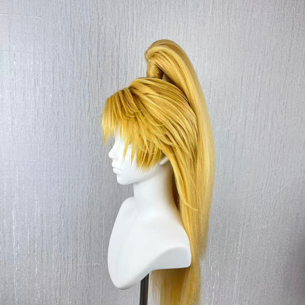 Honor of Kings Fei Golden High Ponytail Hand Styled Cosplay Wig