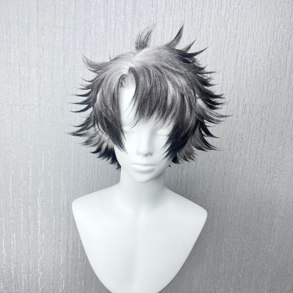 Gachiakuta Rudo Custom Wig, Black Silver Spiky Anime Cosplay Wig, Handmade Wig