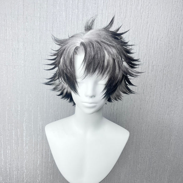 Gachiakuta Rudo Custom Wig, Black Silver Spiky Anime Cosplay Wig, Handmade Wig