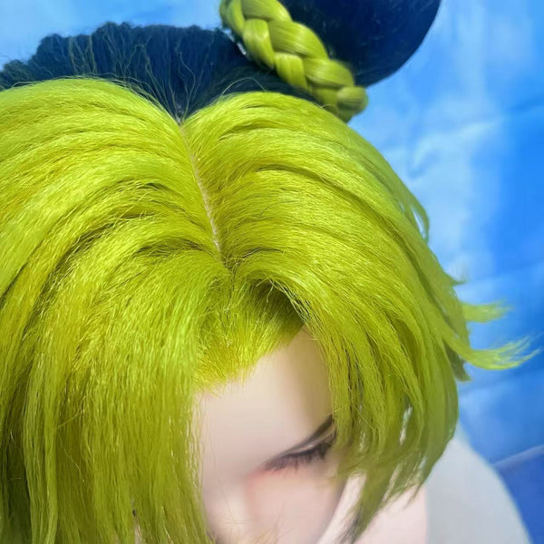 JoJo's Bizarre Adventure: Stone Ocean Jolyne Cujoh Custom Wig, Green Blue Double-Bun Cosplay Wig