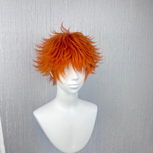 Shoyo Hinata Cosplay Wig from Haikyuu, Orange Red Spiky Explosive Short Hair, Hand Pre-Styled Anime Wig