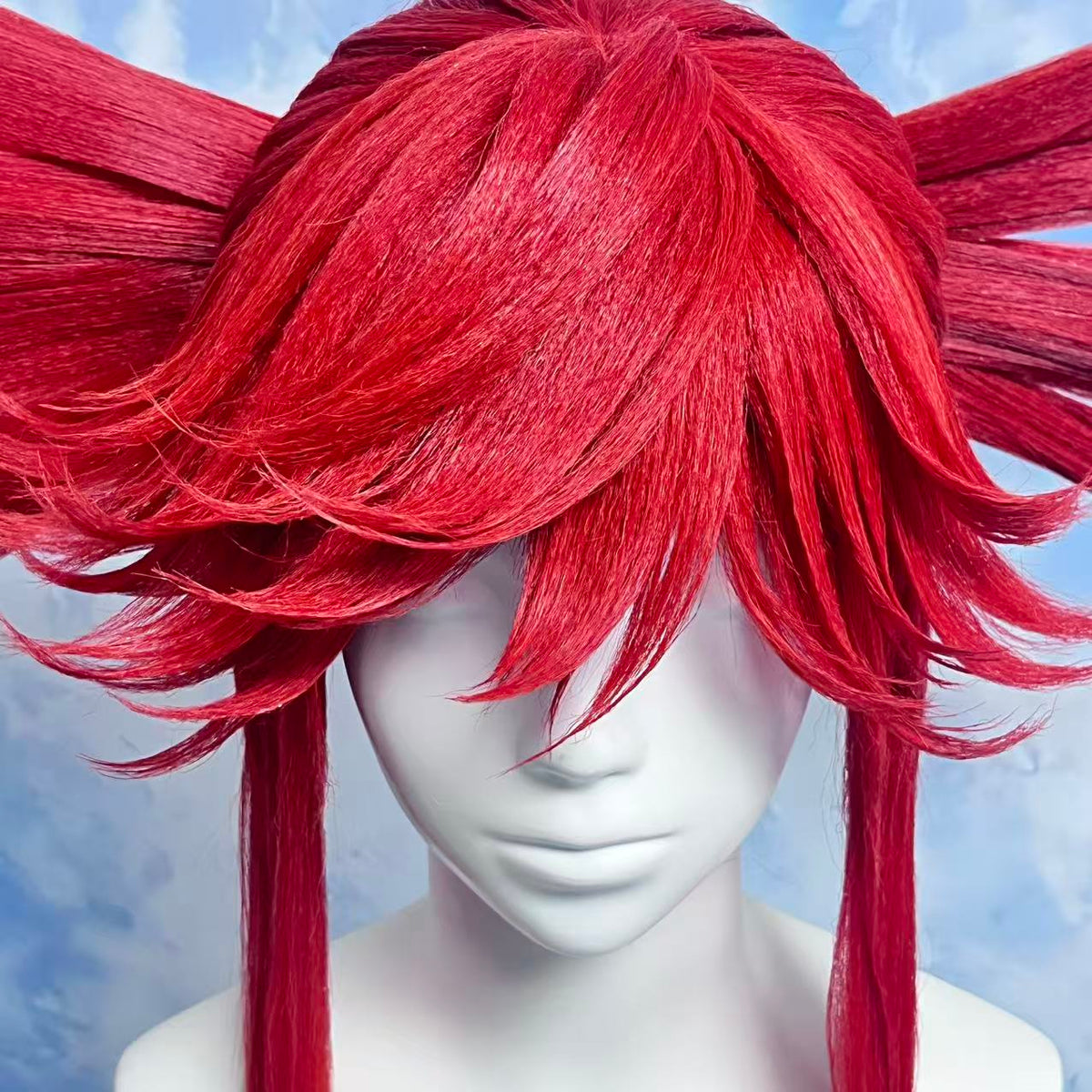 Gachiakuta Riyo Custom Wig, Crimson Red Spiky Anime Wig, Handmade Cosplay Wig