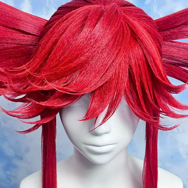 Gachiakuta Riyo Custom Wig, Crimson Red Spiky Anime Wig, Handmade Cosplay Wig