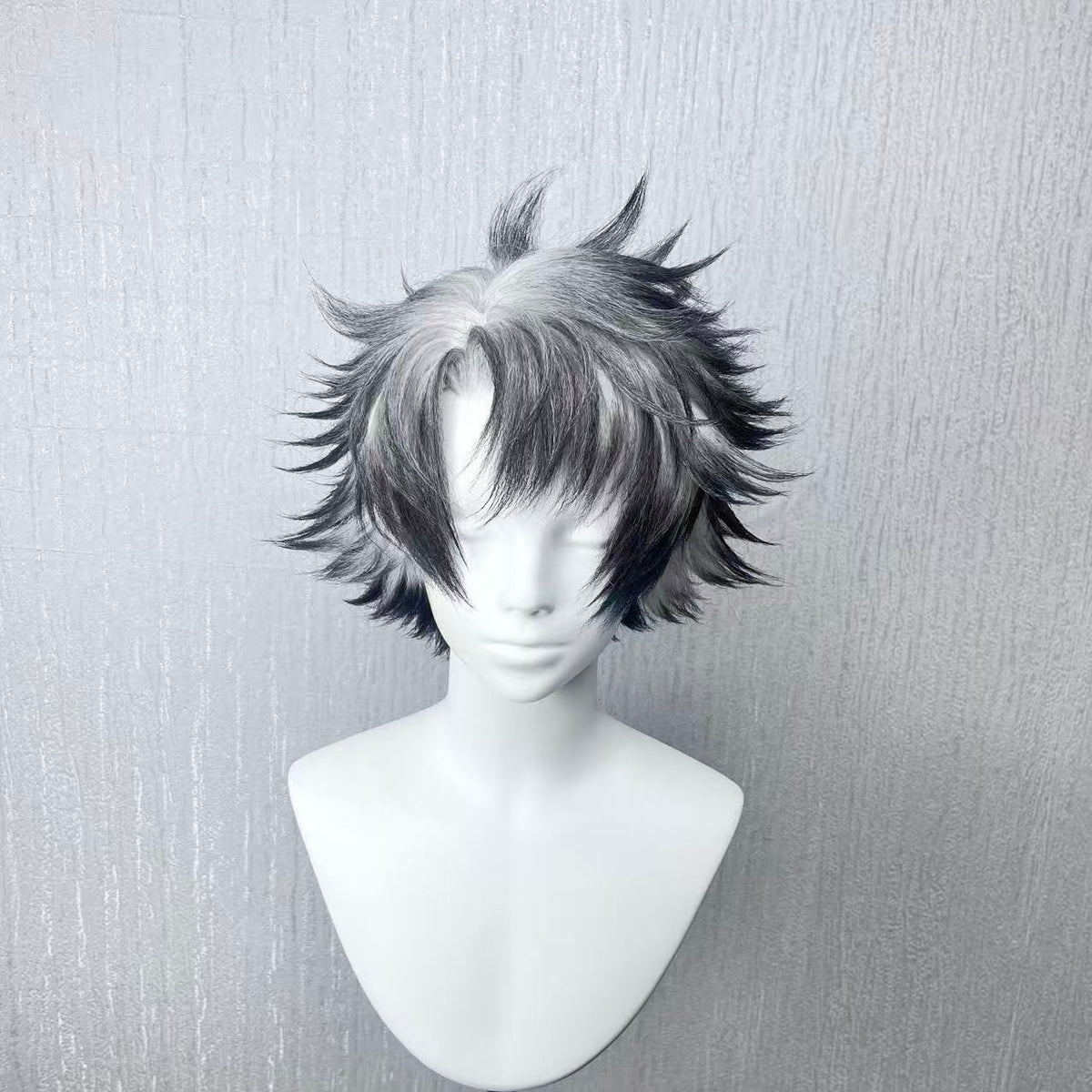 Gachiakuta Rudo Custom Wig, Black Silver Spiky Anime Cosplay Wig, Handmade Wig
