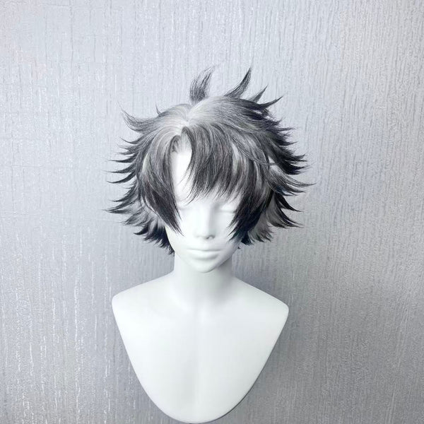 Gachiakuta Rudo Custom Wig, Black Silver Spiky Anime Cosplay Wig, Handmade Wig