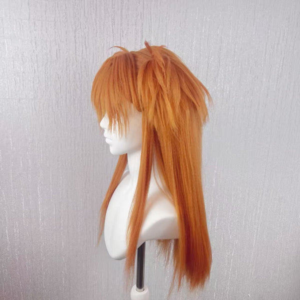 Neon Genesis Evangelion Asuka Custom Wig, Orange Twin-Tail Anime Cosplay Wig, Handmade Wig