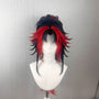 Demon Slayer Kokushibo Custom Wig, Black and Red Layered Anime Wig, Handmade Wig