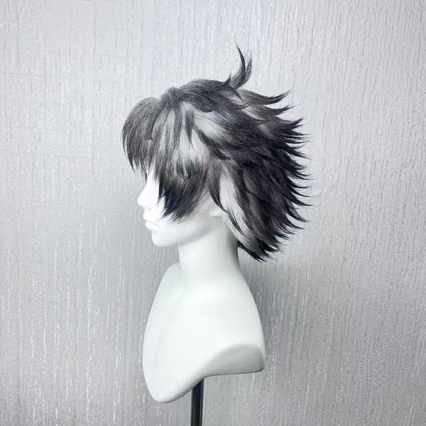 Gachiakuta Rudo Custom Wig, Black Silver Spiky Anime Cosplay Wig, Handmade Wig