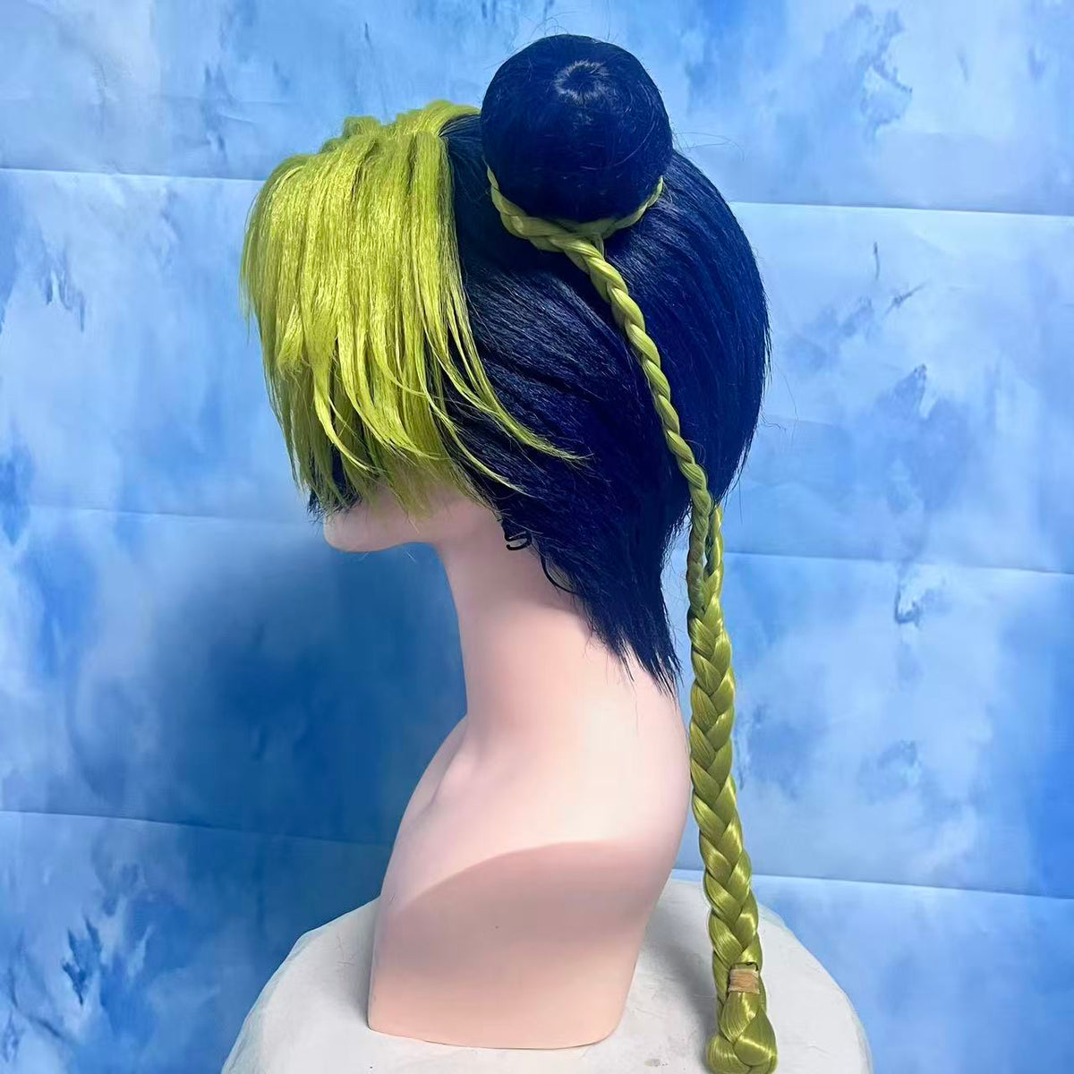 JoJo's Bizarre Adventure: Stone Ocean Jolyne Cujoh Custom Wig, Green Blue Double-Bun Cosplay Wig