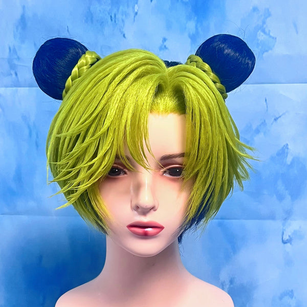 JoJo's Bizarre Adventure: Stone Ocean Jolyne Cujoh Custom Wig, Green Blue Double-Bun Cosplay Wig