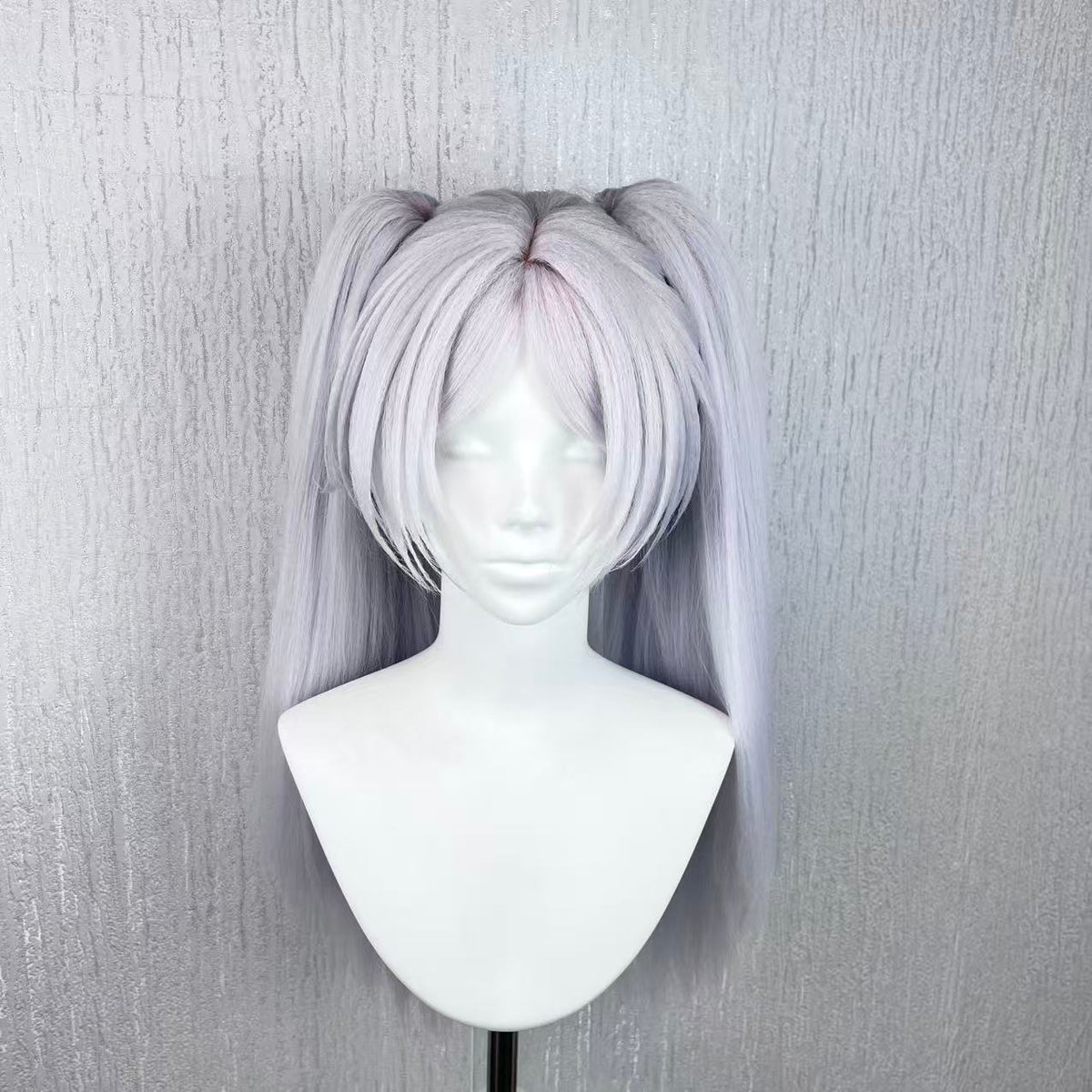 Frieren Cosplay Wig – Silver Gray Long Twin Tail Handmade Styled Wig