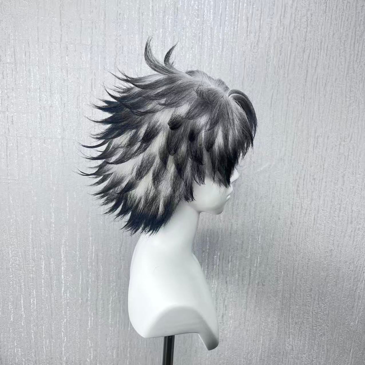 Gachiakuta Rudo Custom Wig, Black Silver Spiky Anime Cosplay Wig, Handmade Wig