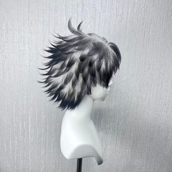 Gachiakuta Rudo Custom Wig, Black Silver Spiky Anime Cosplay Wig, Handmade Wig