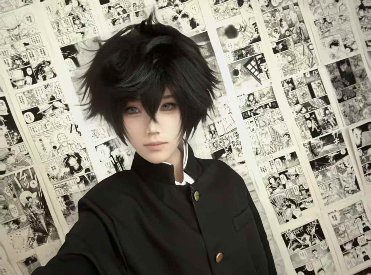 Identity V Joseph Custom Wig, Black and White Split-Color Anime Cosplay Wig, Handmade Wig