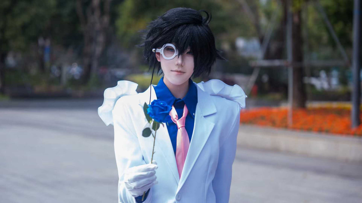 Identity V Joseph Custom Wig, Black and White Split-Color Anime Cosplay Wig, Handmade Wig