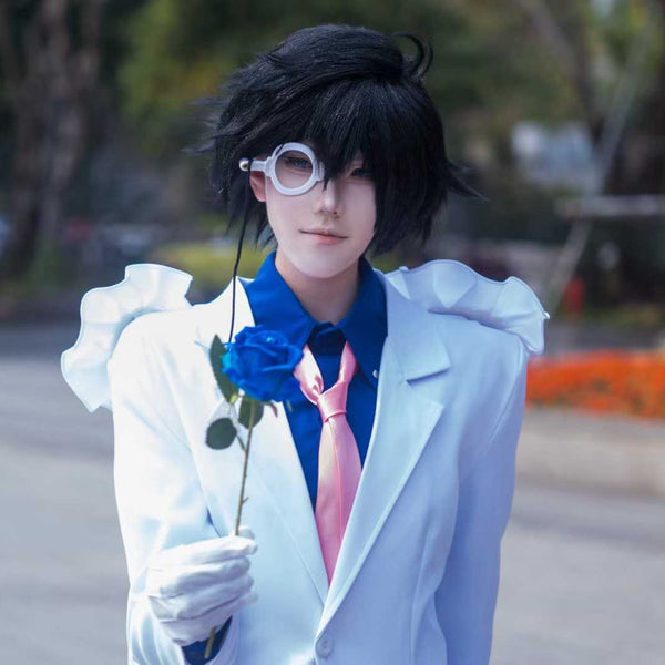 Identity V Joseph Custom Wig, Black and White Split-Color Anime Cosplay Wig, Handmade Wig