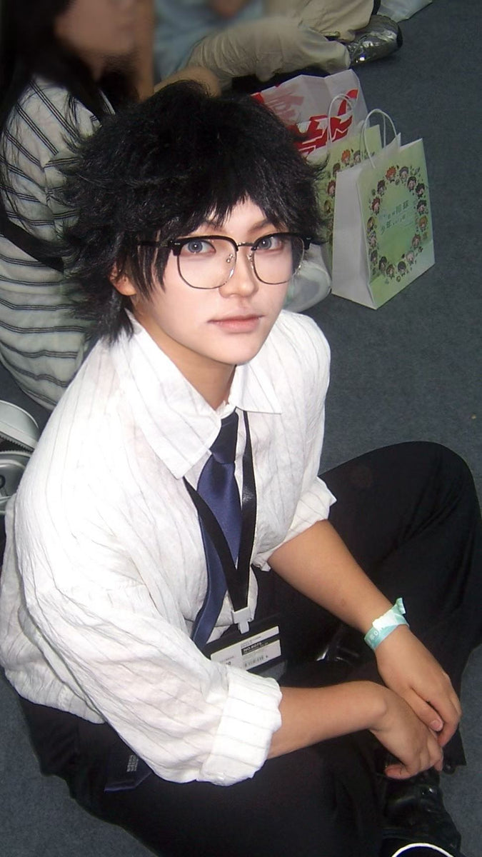 Identity V Joseph Custom Wig, Black and White Split-Color Anime Cosplay Wig, Handmade Wig