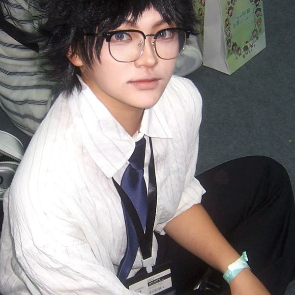 Identity V Joseph Custom Wig, Black and White Split-Color Anime Cosplay Wig, Handmade Wig