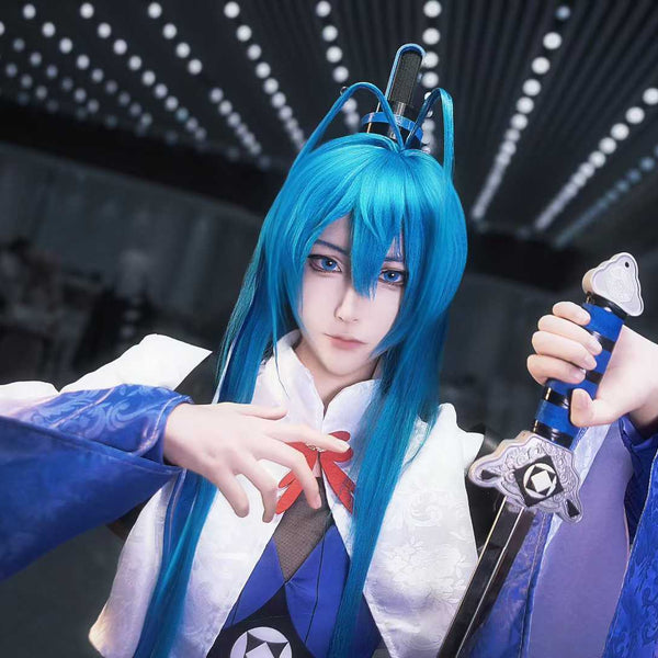 Honor of Kings Xiao Qiao Time Witch Custom Wig, Blue Twin-Bun Cosplay Wig, Handmade Wig