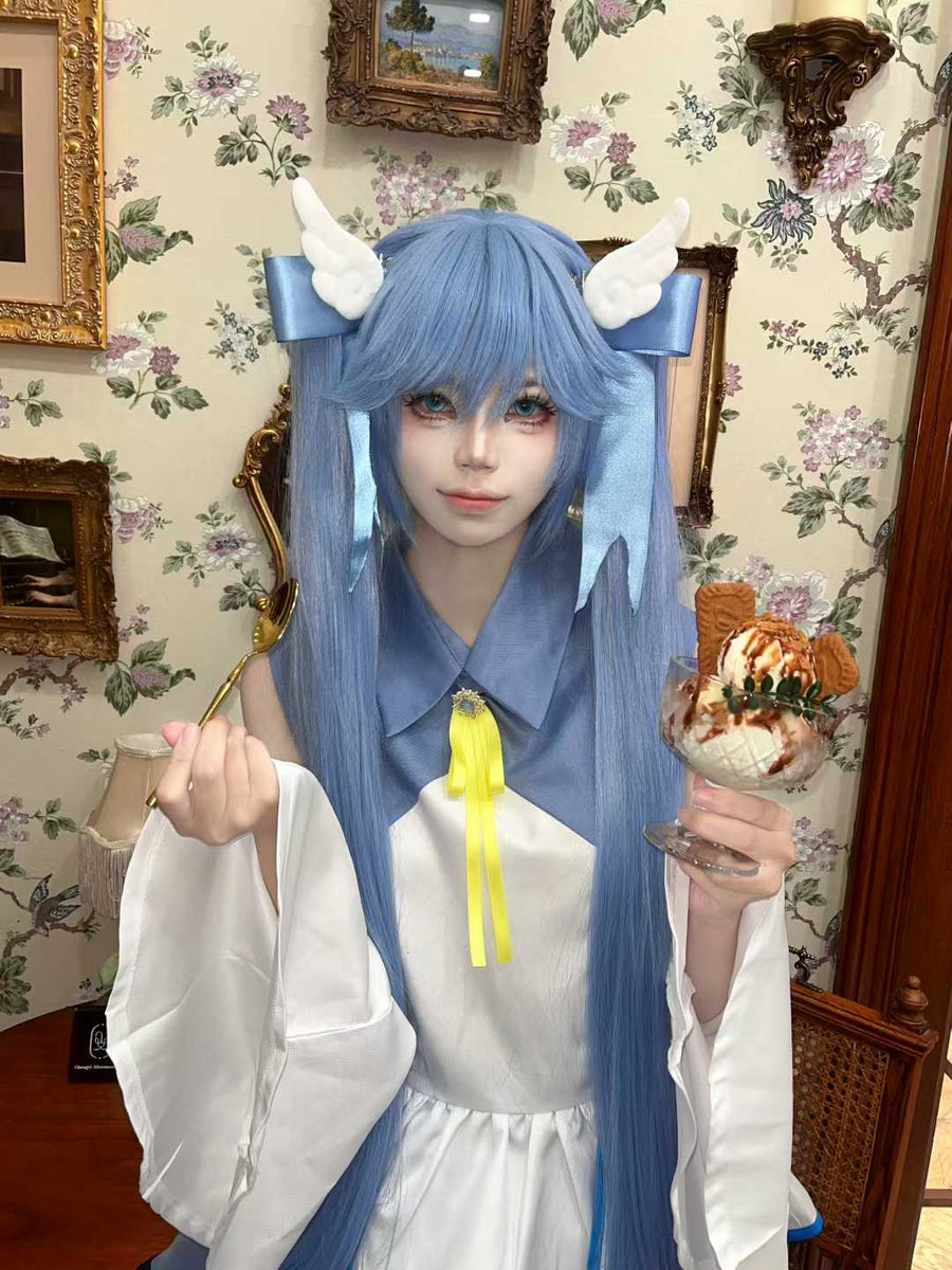 Demon Slayer Rui Cosplay Wig, Silver White Layered Custom Wig