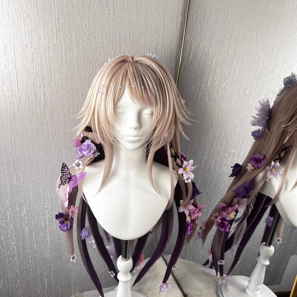 Black Tower Anti-Gravity Chinese Redesigned Wig | 12 Wire Supported, Full Flowers, Full Highlights, Butterfly Star Moon Ornaments