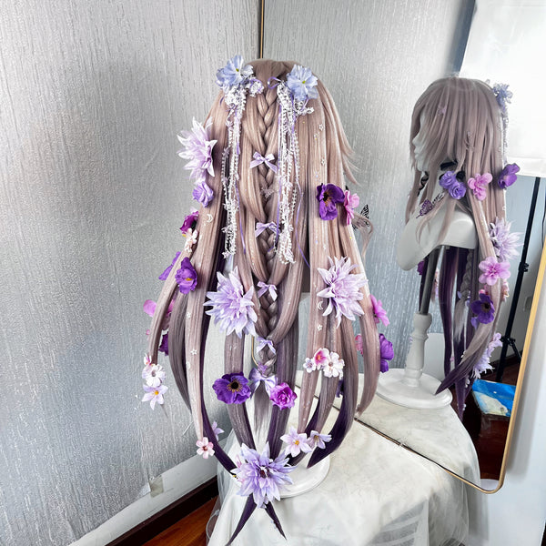 Black Tower Anti-Gravity Chinese Redesigned Wig | 12 Wire Supported, Full Flowers, Full Highlights, Butterfly Star Moon Ornaments