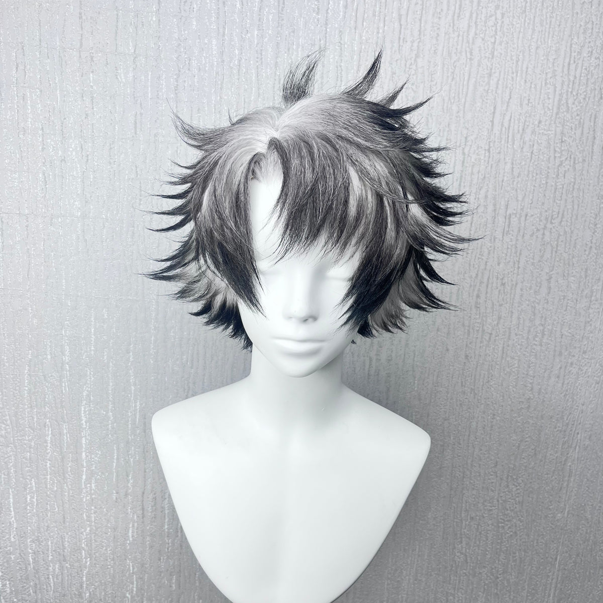 Gachiakuta Rudo Custom Wig, Black Silver Spiky Anime Cosplay Wig, Handmade Wig
