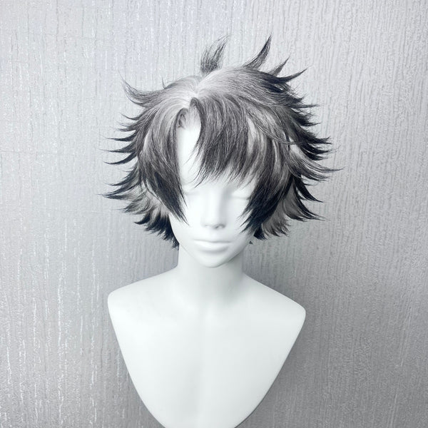 Gachiakuta Rudo Custom Wig, Black Silver Spiky Anime Cosplay Wig, Handmade Wig