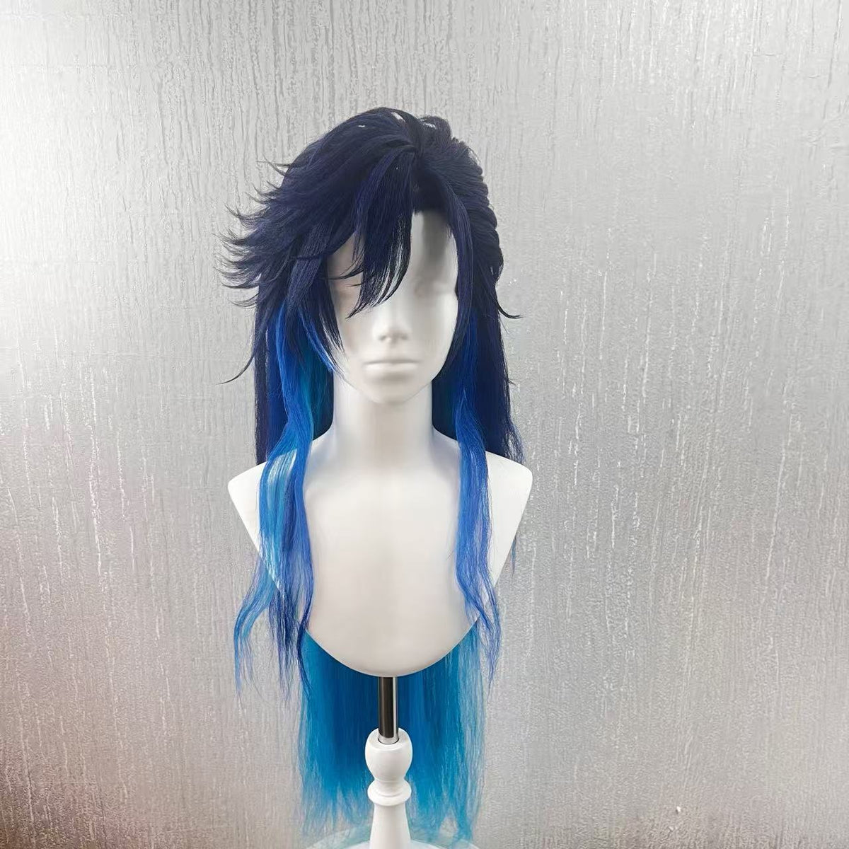 Da Siming Gradient Blue Long Cosplay Wig | Fluffy Layered Pre-Styled Wig for Game Character Cosplay, Comic Con & Halloween Outfit
