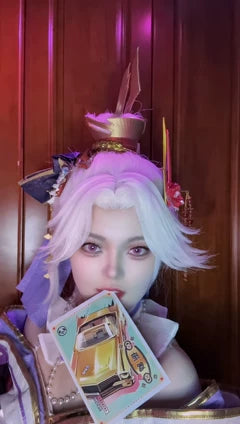 Genshin Impact Columbina Custom Wig, Black Burgundy Long Cosplay Wig, Handmade Wig