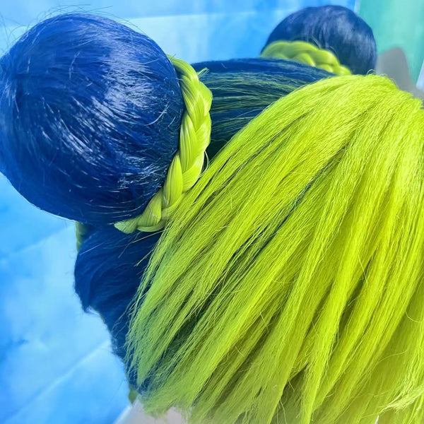 JoJo's Bizarre Adventure: Stone Ocean Jolyne Cujoh Custom Wig, Green Blue Double-Bun Cosplay Wig
